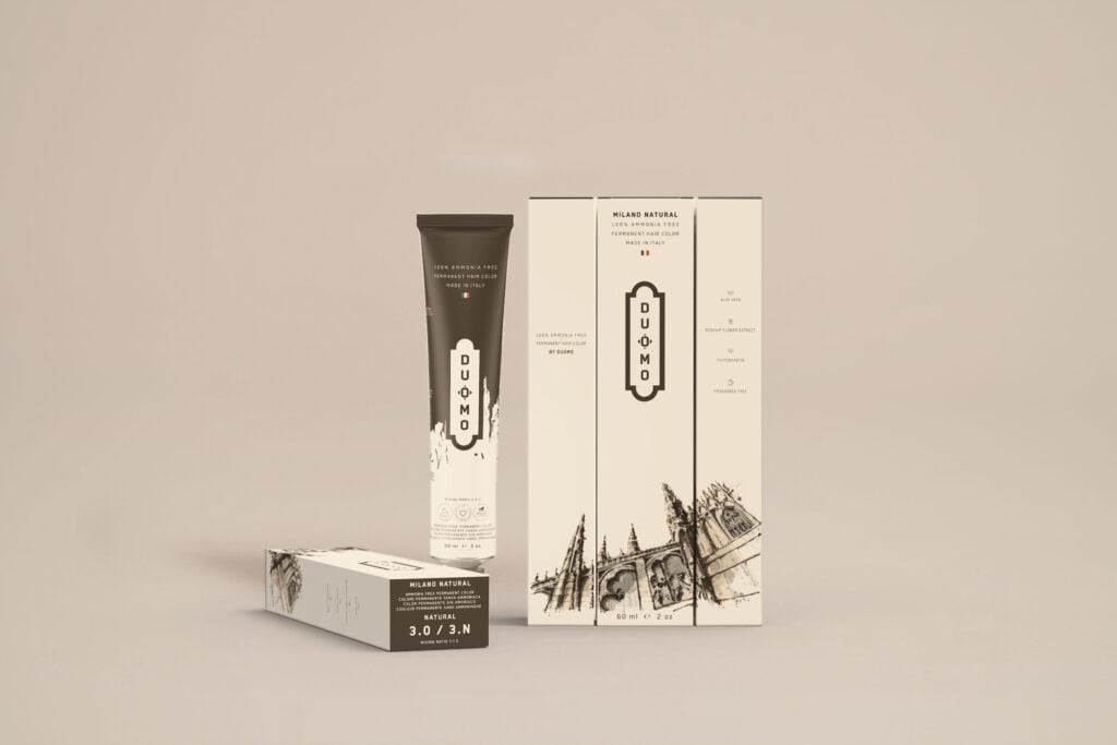 Duomo 3.0 / 3N - Milano Natural - Natural hair color tube and boxes on a beige backdrop