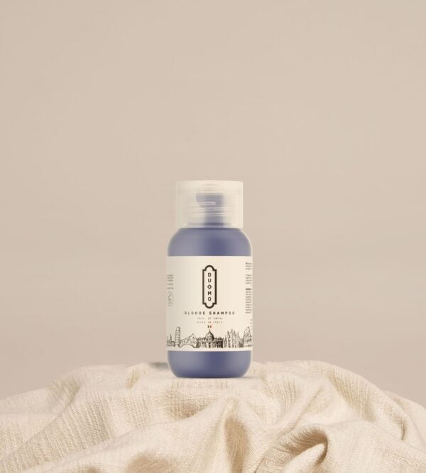 Duomo Blonde Shampoo 100 mL on natural linen cloth