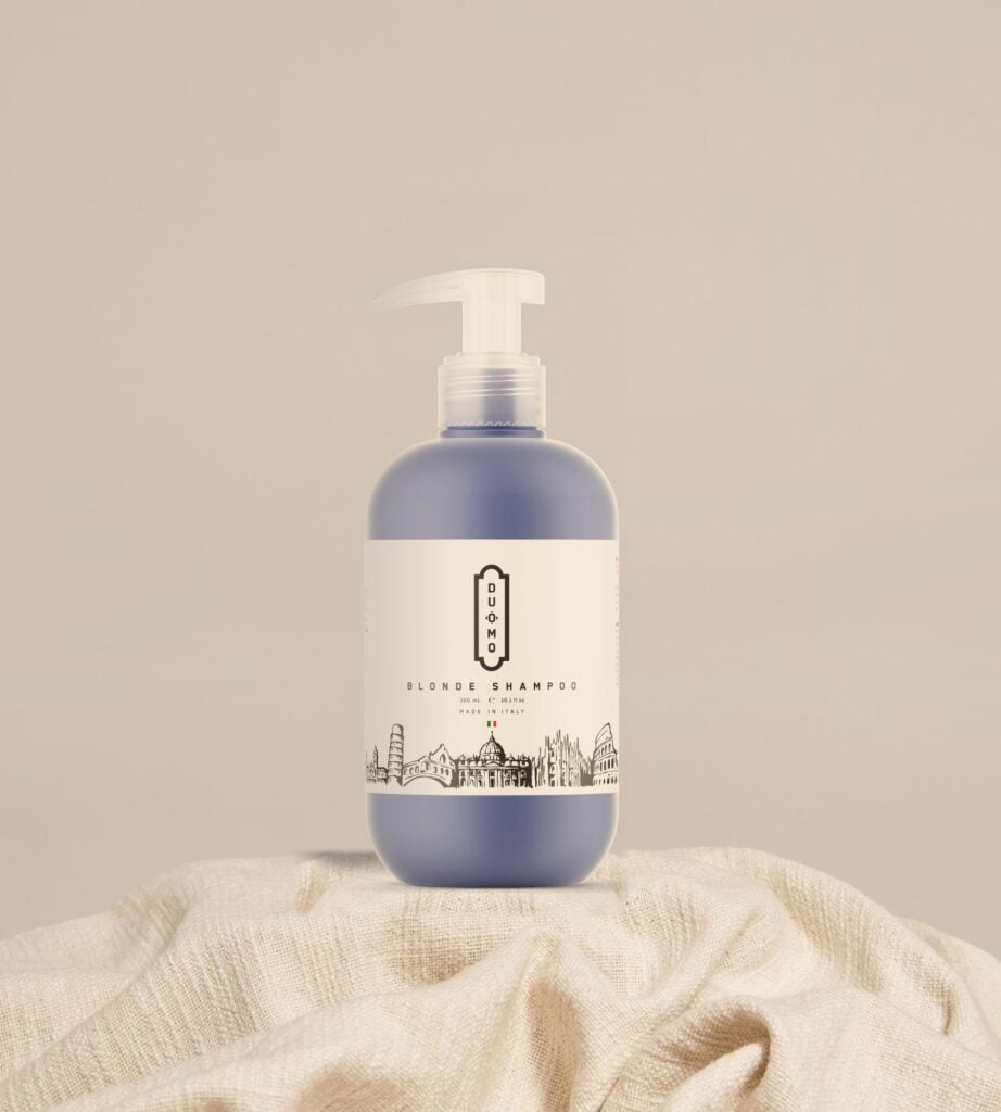 Duomo Blonde Shampoo 300 ML on natural linen cloth