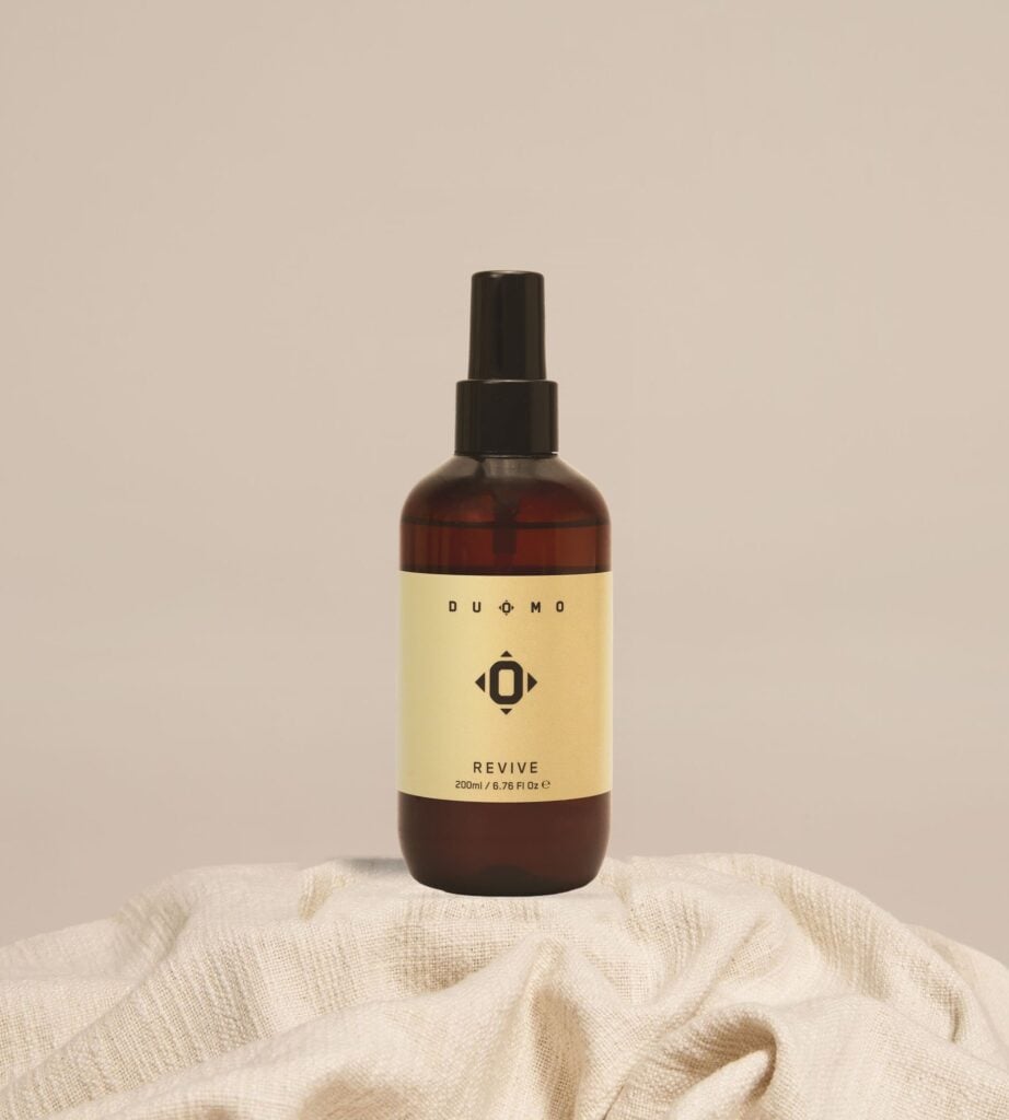 Duomo Revive Hydrating Spray on natural linen cloth